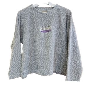 Savannah Womens Embroidered Soft Fuzzy Pullover Crewneck Sweater Size Medium